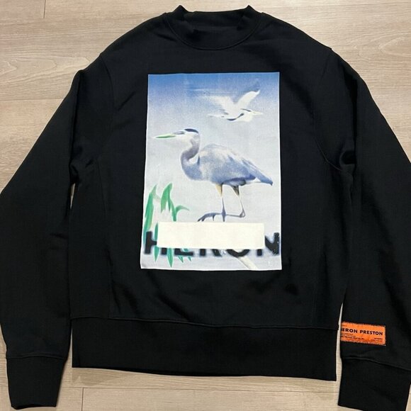 Heron Preston Black Censored Heron Crewneck Sweatshirt Men’s Size L - Picture 4 of 7